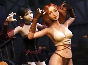 The girl was bitten by a vampire. Erotic rule of the girl  hentai monster