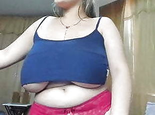 Insane big tits webcam chat model dancing, oiling