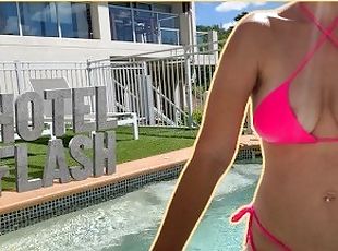 Wife flashes tits in Hotel Pool  Seen by Hotel GUESTS
