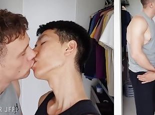 Asian, "interracial", Homoseksual, Pasangan, Berciuman, European, Euro, Cina, Putih, Gay