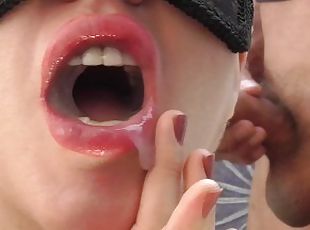 French Temptress Erotic Red Lips Cum in Mouth Compilation