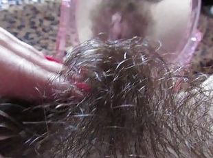 playing with my thick hairy bush