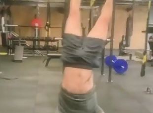 hot athletic guy handstand w/ great bulge