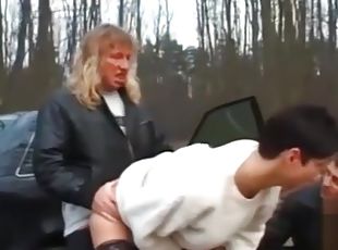 Dogging - mature wife fuck by 2 Men's near the forest
