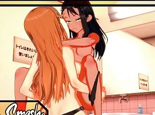 Nagatoro gets strapon fucked in the bathroom by Maki Gamou - Don't Toy With Me, Miss Nagatoro Hentai