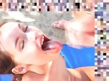 Cute Teen Swallowed and Gets Gentle Amateur Sex Outdoor