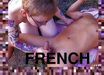 French short hair chubby teen gets outdoor anal big ass