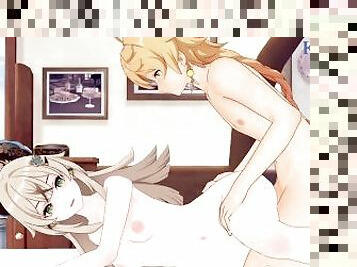 Kirara and Aether have intense sex in the bedroom. - Genshin Impact Hentai