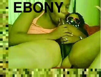 Ebony lesbian strapon