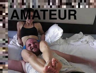 amateur femdom with choking, foot tramping and more - foot fetish