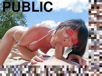 Squirting On Public Beach And Dripping Anal Creampie ! Day With My Step Sister & Freutoy Part 2
