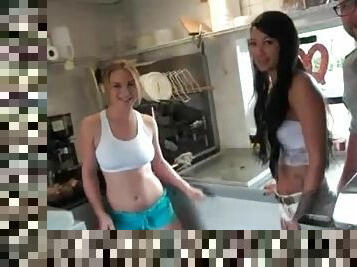 Amateurs strip in the food truck and show bodies