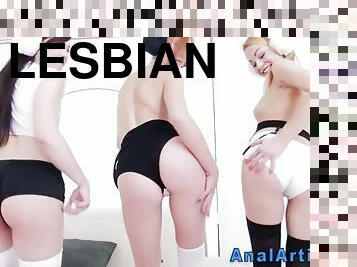 Lesbian butt gapes wide