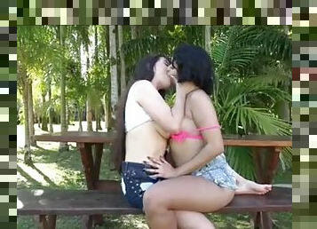 Big tit brazilians deep kissing and tongue sucking