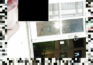 Risky masturbation flashing at open window front neighborhood 2