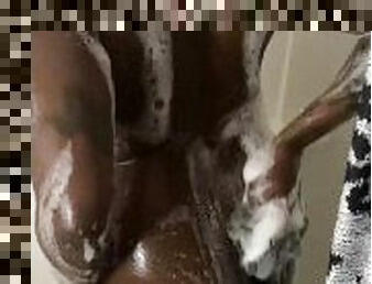 Big booty Ebony girl gets caught in the shower