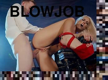 Blonde pole dancer Blanche Bradburry enjoys hardcore sex