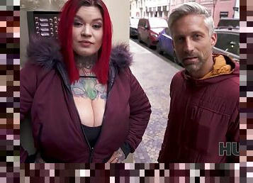 Busty Tattooed Girl Cheating for cash - Reality hardcore with monster boobs redhead