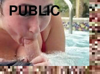 Public Hot Tub Blowjob + Vacation Creampie