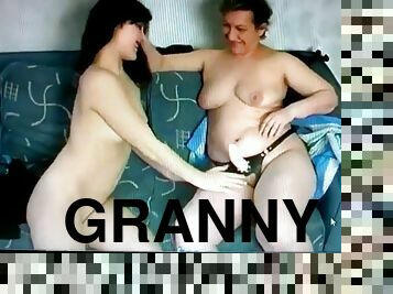 Granny lesbian strapon young