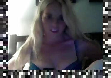 Shy blonde teen masturbates on webcam while talking to lucky guy