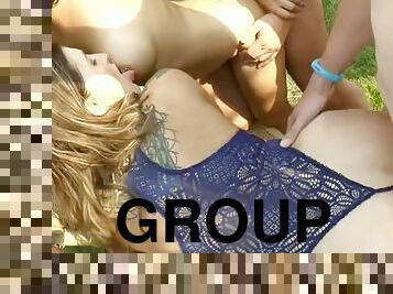 SWINGER GROUP SEX PARTY WITH CREAMPIE IN THE GARDEN WITH 2 GERMAN TEENS