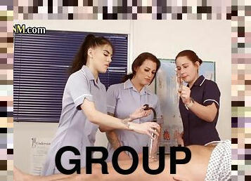 PURE CFNM HD - CFNM nurses jerk off submissive patient in hospital group