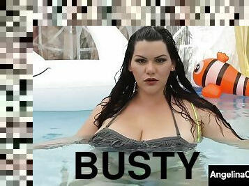 Busty Cuban Sexy Bbw Mouth Fucks Cock In Pool! With Angelina Castro