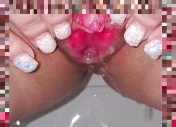 pink pussy close up piss in toilet