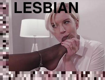 strapon, lesbisk, teenager, dildo, fodjob