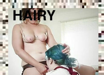 Hairy chubby lesbian domination