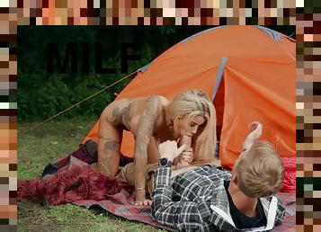 Lena Paul makes love with Xander Corvus in the camping