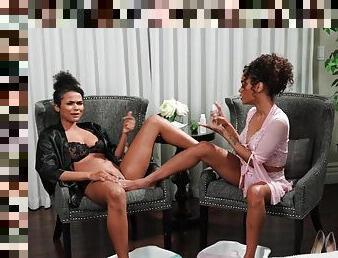 Two dark-skinned lesbians enjoying each other's company