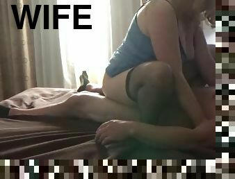 Wife takes hard white cock on vacation