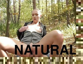 utomhus, publik, fitta-pussy, brudar, avsugning, slyna, blond, knullande, naturlig, vild