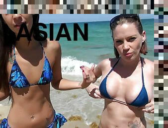 asiatisk, pussy, blowjob, latina, cum, blond, bikini, kontanter