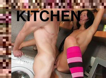 Sweet 18Yo Schoolgirl Fornicateed In The Kitchen