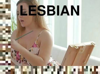 payudara-besar, lesbian-lesbian, remaja, ibu, permainan-jari, berambut-cokelat