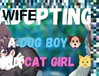thressome with a cat girl and dog boy