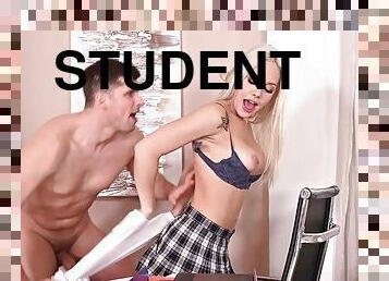 student, cumshot, tenåring, hardcore, pornostjerne, ung-18, blond, undertøy