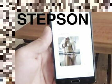 Stepson secretly sexting with blonde stepmom