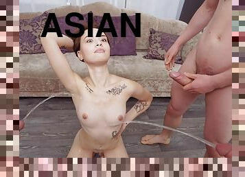 asiatisk, pissing, anal, blowjob, cumshot, stor-pikk, interracial, tenåring, hardcore, deepthroat