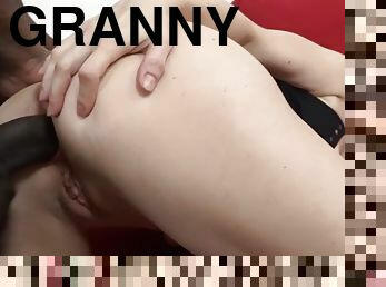 Granny whore has interracial anal