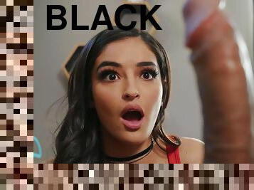 Young latina is very happy about that big black cock