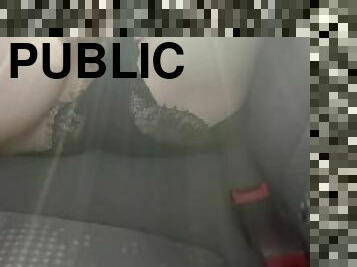 Slut masturbating in car