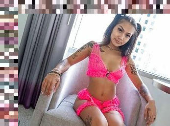 Tattooed Asian Teen Goddess Dildos Her Dripping Wet Pussy