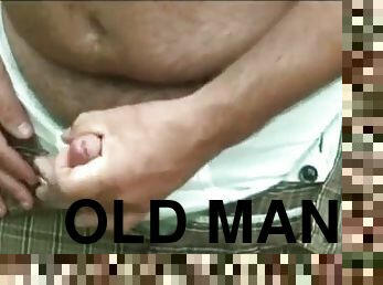 Old man daddy wank in wood