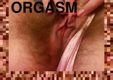 Edging orgasm making my panties wet with pussy juice hairy bush big clit cutieblonde