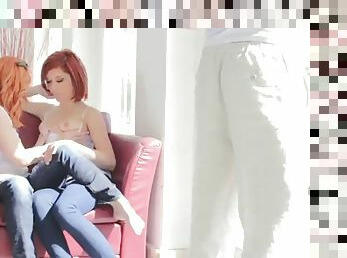 An unbelievable threesome with two gorgeous ginger teen