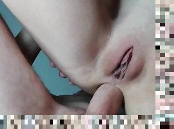 Fucked in both holes, close-up